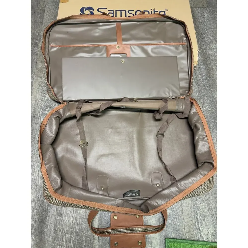NEW Vintage Samsonite Tweed Suitcase Special Collection Luggage Travel Case